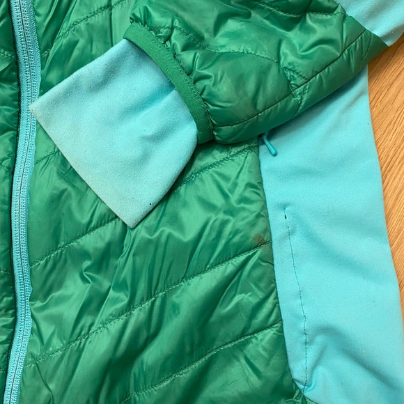 Powderhorn Green Lightweight Puffer Jacket Full Zip Hooded Layer Womens Medium - Picture 8 of 8